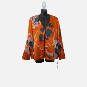 Reformation sz Medium Clementina Silk Blouse Top Long Sleeve Single Hook Eye NEW